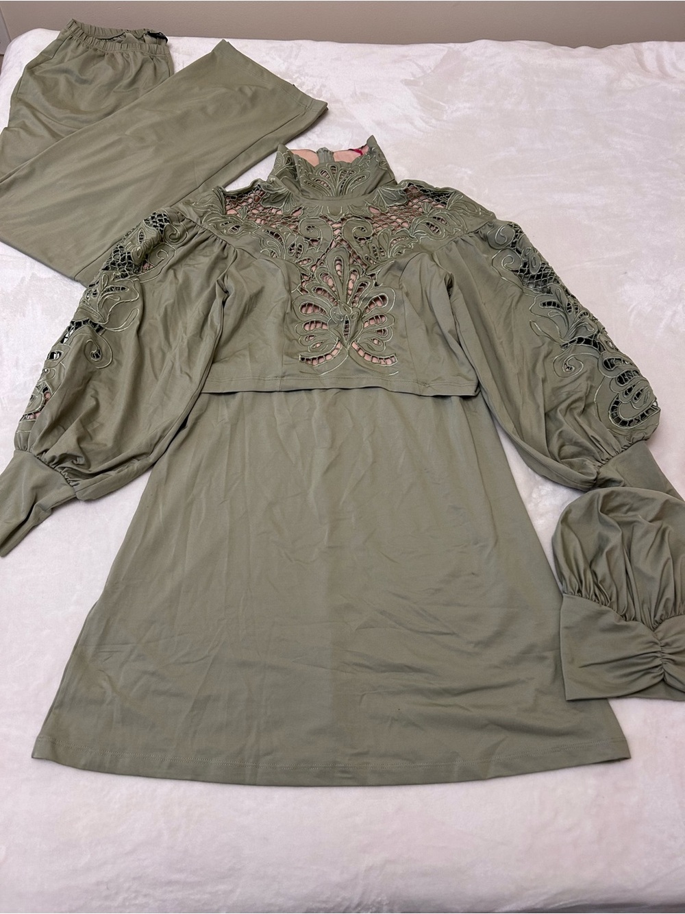 Women 4 Piece Swimwear Muslim Modest Full Cover Burkini Beachwear in Olive Green